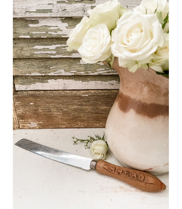 Antique English Wood Bread Knife - 